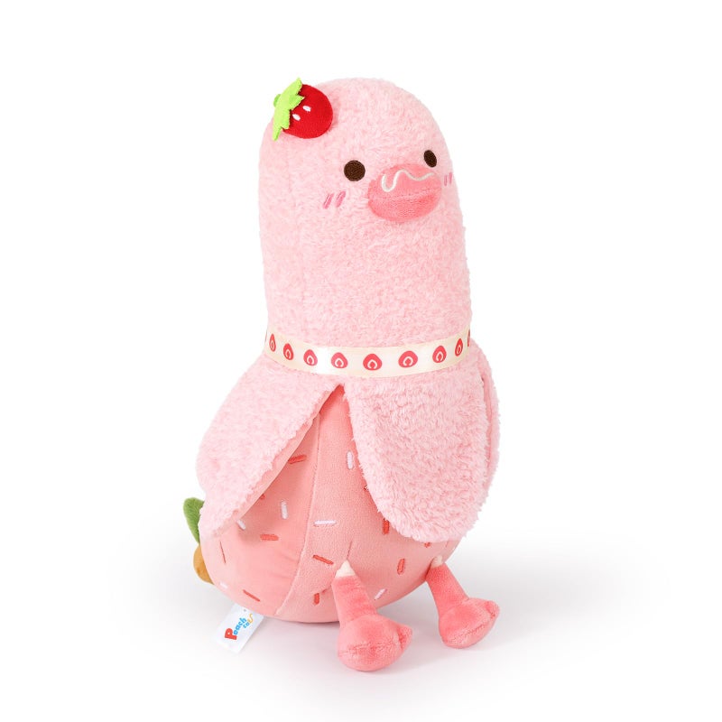 Peach Cat Strawberry Cake Banana Duck Plush Pillow With Cream Candy Body Plushies Toy Cute Stuffed Animals Gifts For Kids Pink 19.7"" - Image 1
