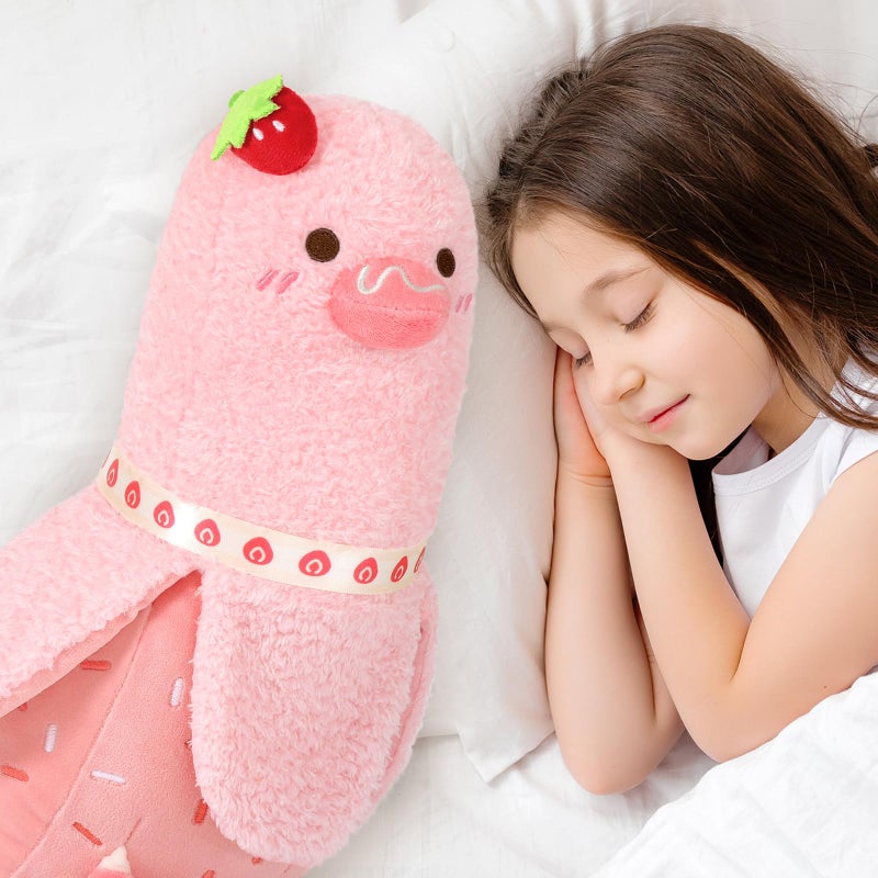 Peach Cat Strawberry Cake Banana Duck Plush Pillow With Cream Candy Body Plushies Toy Cute Stuffed Animals Gifts For Kids Pink 19.7"" - Image 5