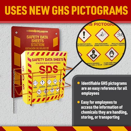 OSHA4LESS.COM Bilingual Right to Know SDS Center Wire Rack and 3" Binder with 2020 Updated GHS Pictograms - Image 3