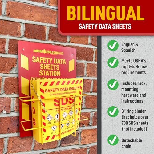 OSHA4LESS.COM Bilingual Right to Know SDS Center Wire Rack and 3" Binder with 2020 Updated GHS Pictograms - Image 2