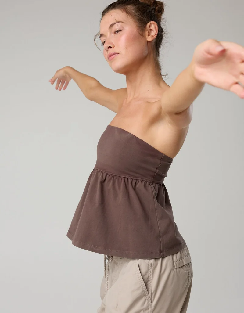 Aerie  OFFLINE By Aerie OG Cotton Peplum Tube Top for Women | Best Price UAE