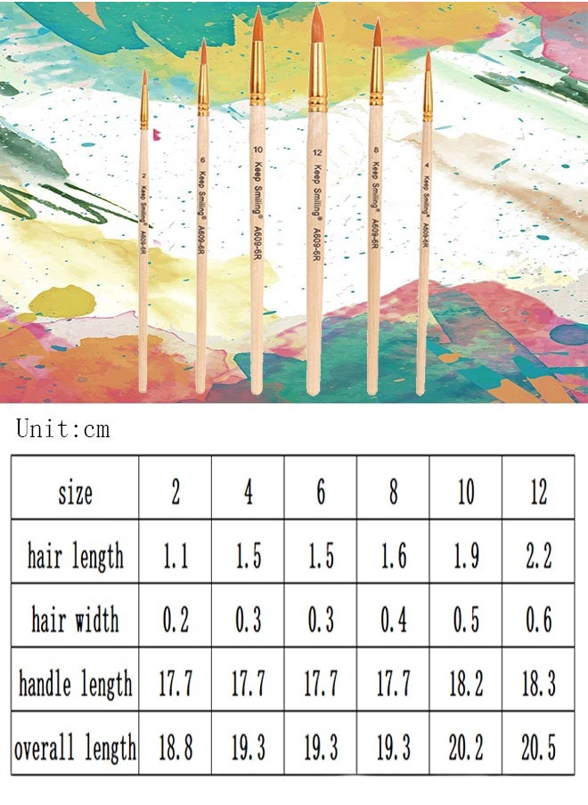 Keep Smiling - 6pcs Artist Detail Brush Set Wooden Art Supplies - Image 1