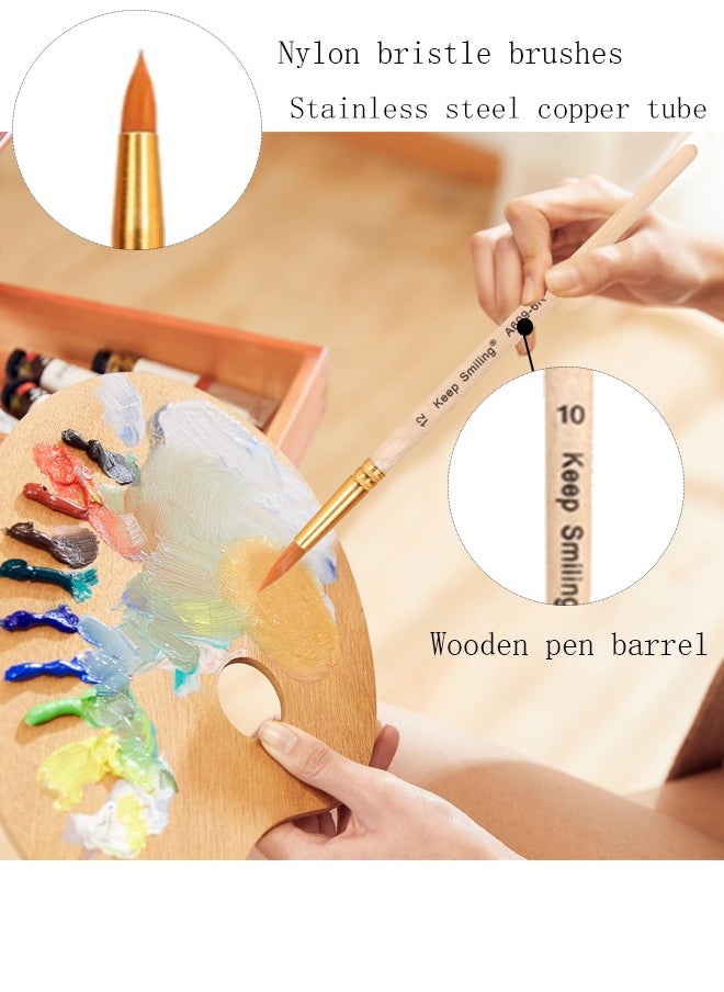 Keep Smiling - 6pcs Artist Detail Brush Set Wooden Art Supplies - Image 1