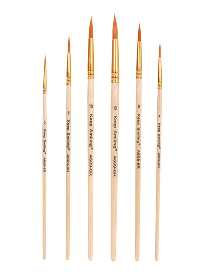 Keep Smiling - 6pcs Artist Detail Brush Set Wooden Art Supplies - Image 1