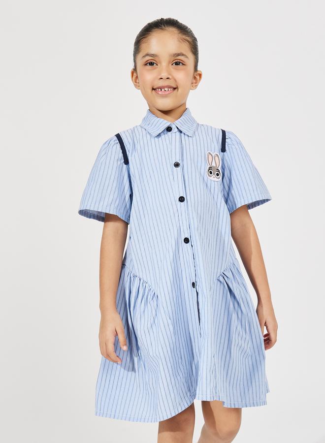 Styli Striped Shirt Dress with Bunny Patch Detail - Image 2