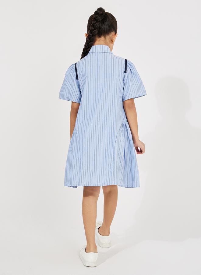 Styli Striped Shirt Dress with Bunny Patch Detail - Image 4