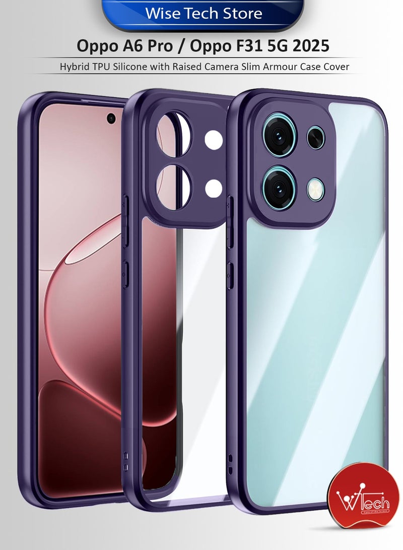 Wtech Oppo A6 Pro 5G / Oppo F31 5G 2025 Hybrid TPU Silicone with Raised Camera Slim Armour Case Cover (MCAPSA) - Clear/Eggplant Purple - Image 1