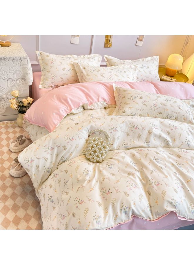 طقم لحاف من أربع قطع من Nanjiren من القطن المغسول لسرير سكن الطلاب، طقم لحاف فردي مكون من ثلاث قطع، غطاء لحاف - اللون: زهور الحبر - المواصفات: طقم مكون من ثلاث قطع بطول 1.2 متر [غطاء لحاف 1.5 × 2 متر]] - Image 1