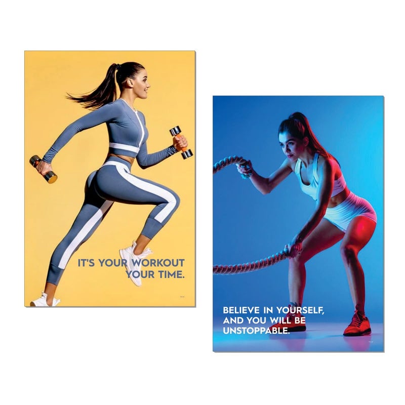ESCAPER ESCAPER Zumba Posters for Wall Dance Wall Poster 12 x 18 inch Aerobics Posters Dance Posters for Room Decoration Dance Wall Decor Art Dance Classes Pack of 2 Posters No 87 88 - Image 1