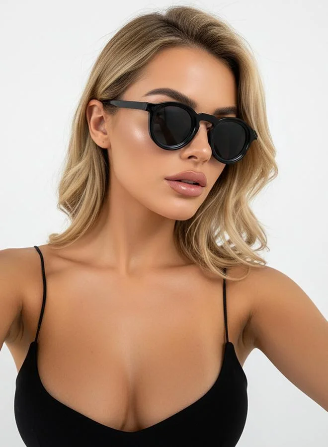 تايك تو Retro Thick Round Sunglasses