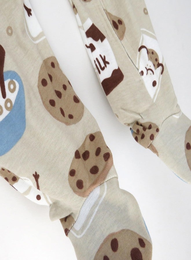 HonestBaby Sleep and Play Footed Pajamas One-Piece Sleeper Jumpsuit Zip-Front Pjs Organic Cotton for Baby Boys, Unisex, Milk N Cookies, 0-3 Months - Image 4