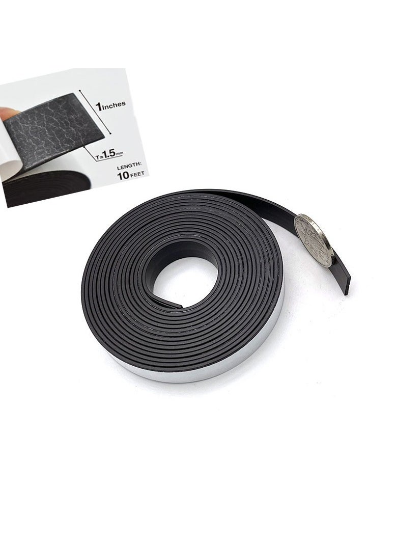 NIBEMINENT Magnetic Tape with Adhesive 2.5cm×3m×1.5mm, Magnet Tape Roll with Strong Self  Adhesive Backing for DIY，Art Projects, whiteboards and Fridge Organization，Office Supply  - Image 1