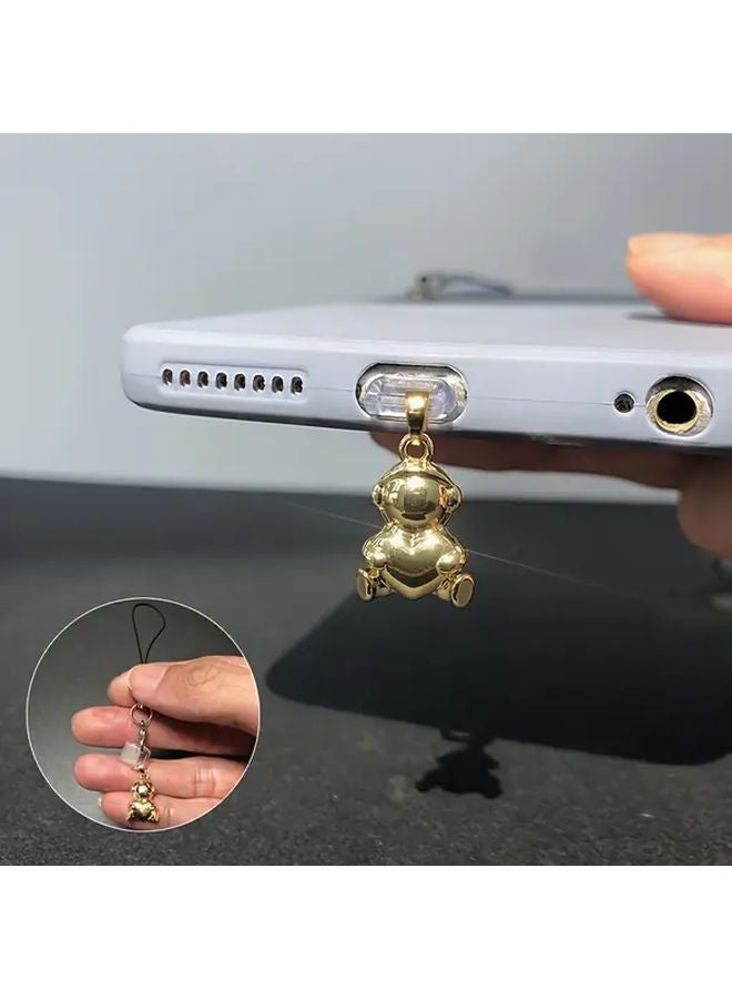 Q Version Astronaut Metal Dust Plug For Type C Devices Golden Pendant Protects Charging Port - Image 1