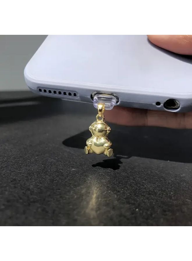 Q Version Astronaut Metal Dust Plug For Type C Devices Golden Pendant Protects Charging Port - Image 2