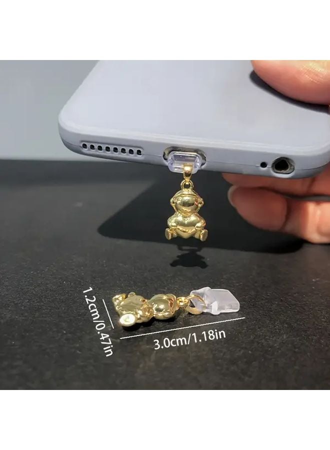Q Version Astronaut Metal Dust Plug For Type C Devices Golden Pendant Protects Charging Port - Image 3