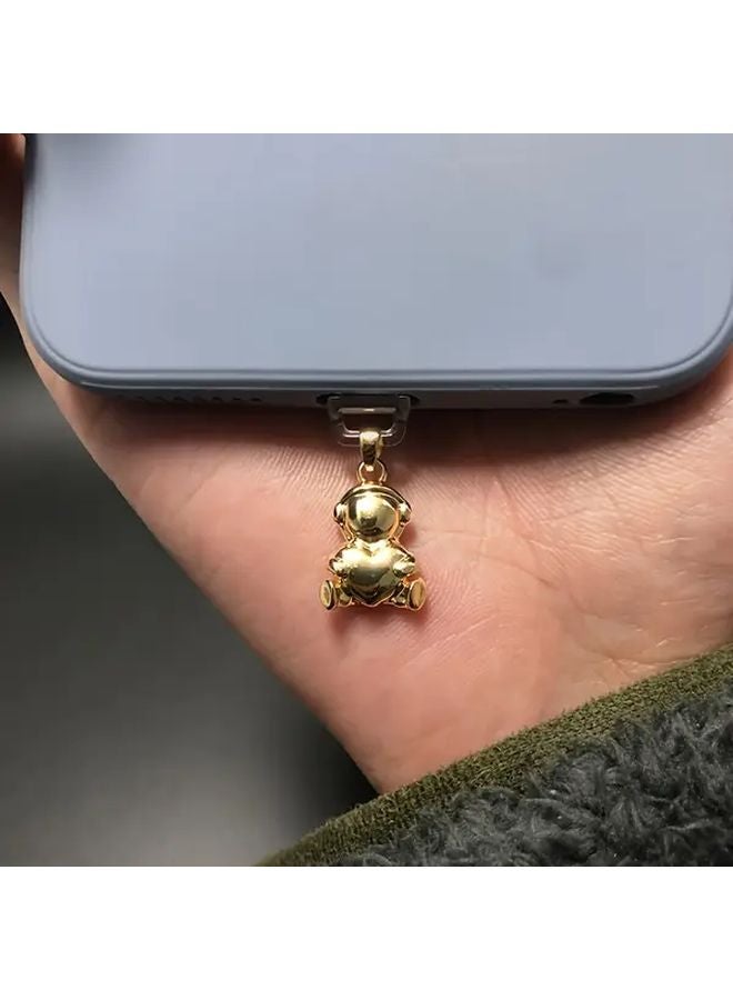 Q Version Astronaut Metal Dust Plug For Type C Devices Golden Pendant Protects Charging Port - Image 4
