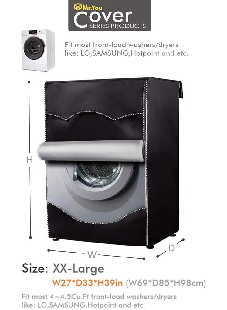 ChicAbode Washing Machine Cover, Fit for Most 4-4.5 Cu.Ft Front-loading Machines, Waterproof, Black, Polyester, 27x33x39 inches - Image 3