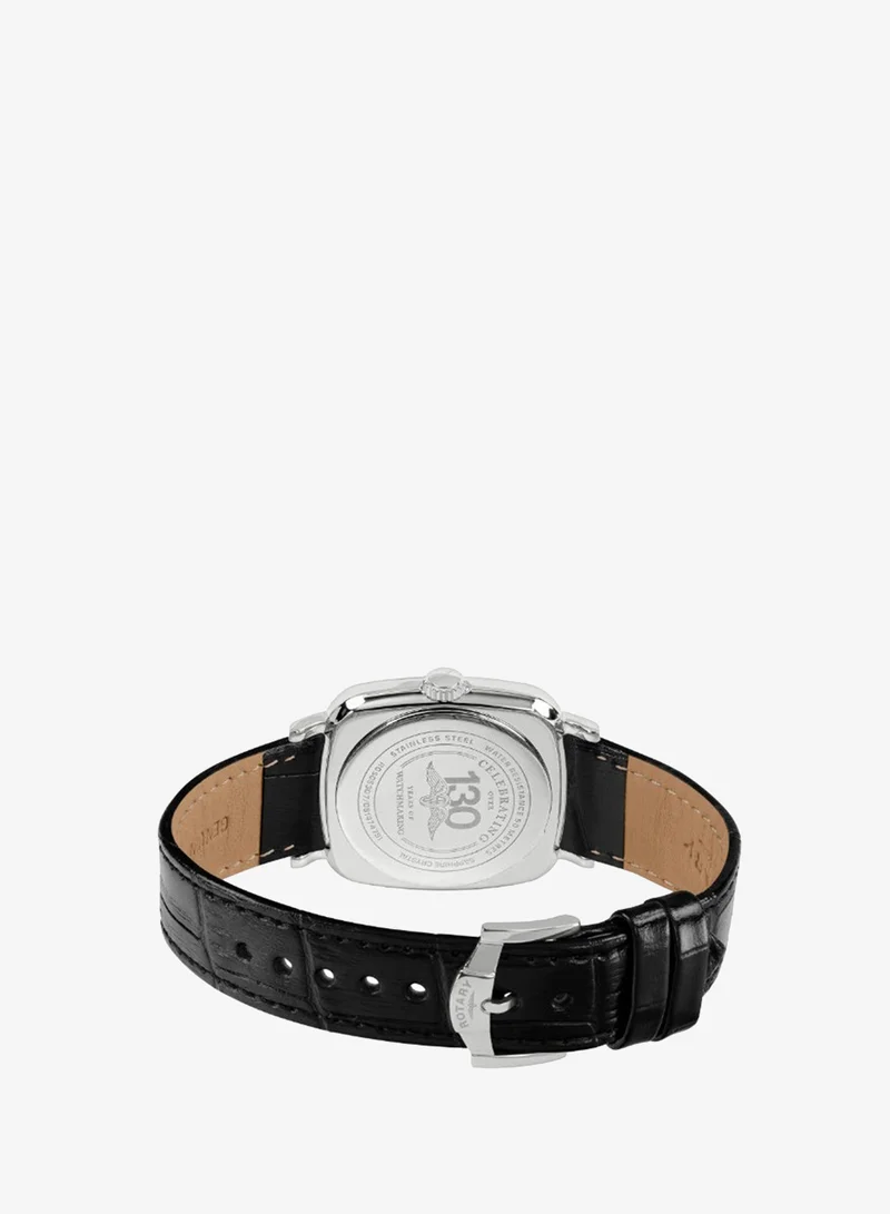 Rotary  Rotary Men's Heritage Astoria Square Stainless Steel Case Black Leather Strap Watch - RGS05307/08 for Men | Best Price UAE