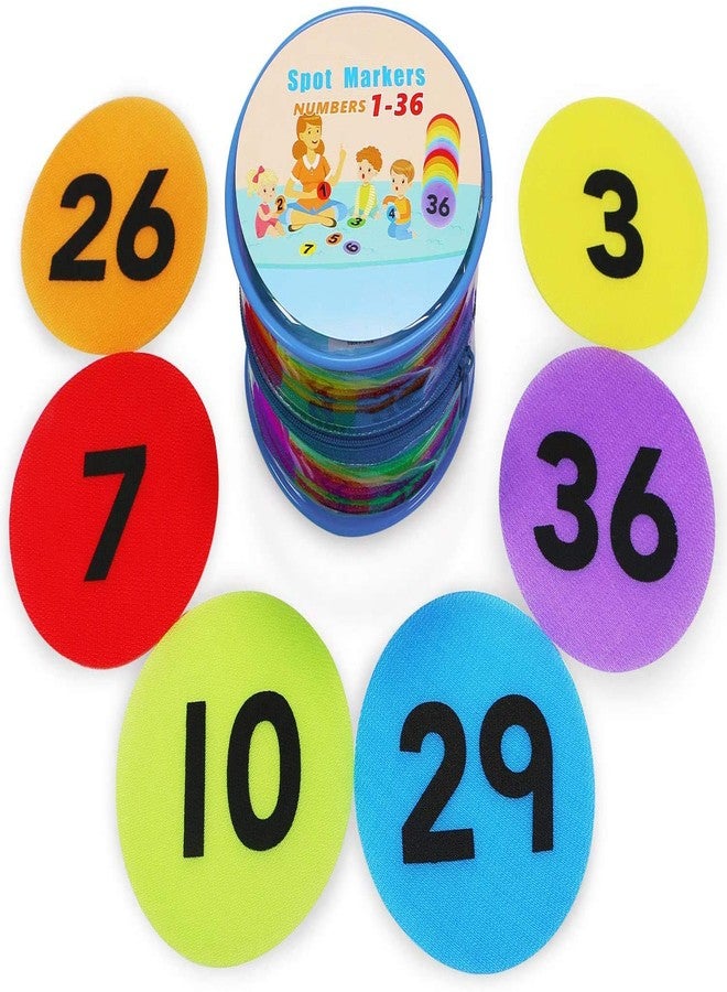 Aaskuu Carpet Spot Markers with Numbers 1-36 for Teachers and Kids, Classroom Floor Circles Dots Rug Mats for Kindergarten Preschool Organization, 4 Inch 36 Pack - Image 1