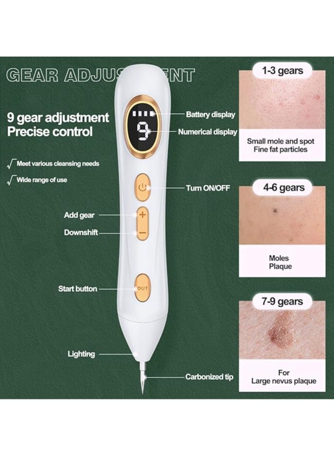 general Freckles Removal Pen, Skin Label Removal, Carry 9 Adjustable Gears, Painless Moles, Warts, Imperfections, Set, Women's Plasma Technology, LED Screen, Full Body White - Image 3