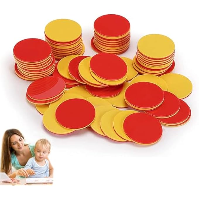 100 PCS TWO COLOR COUNTER, COUNTERS FOR KIDS MATHS, COUNTERS, MATH COUNTER, RED AND YELLOW COUNTERS, MATH COUNTERS FOR KIDS, COUNTING CHIPS - Image 1