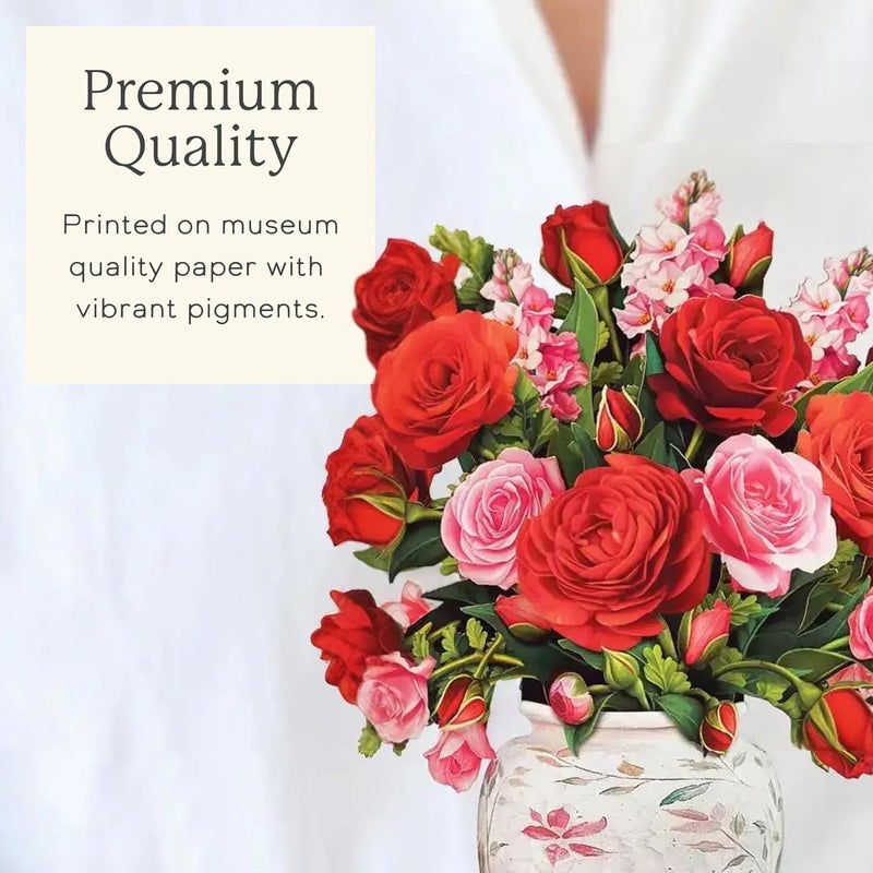 Freshcut Paper بطاقات المنبثقة، باقة ورد صغيرة متفتحة (مجموعة من 2)، باقة زهور أبدية مصغرة بحجم 6 بوصات ثلاثية الأبعاد، بطاقات تهنئة منبثقة، بطاقة عيد الحب، بطاقة ذكرى سنوية، بطاقة فارغة ومظروف - Image 5