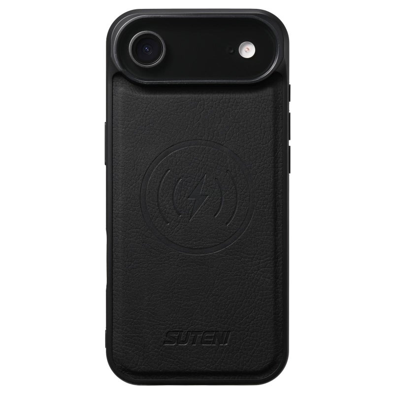 Suteni For Iphone Air G5 Litchi Leather Magnetic Magsafe Phone Case(Black) - Image 1