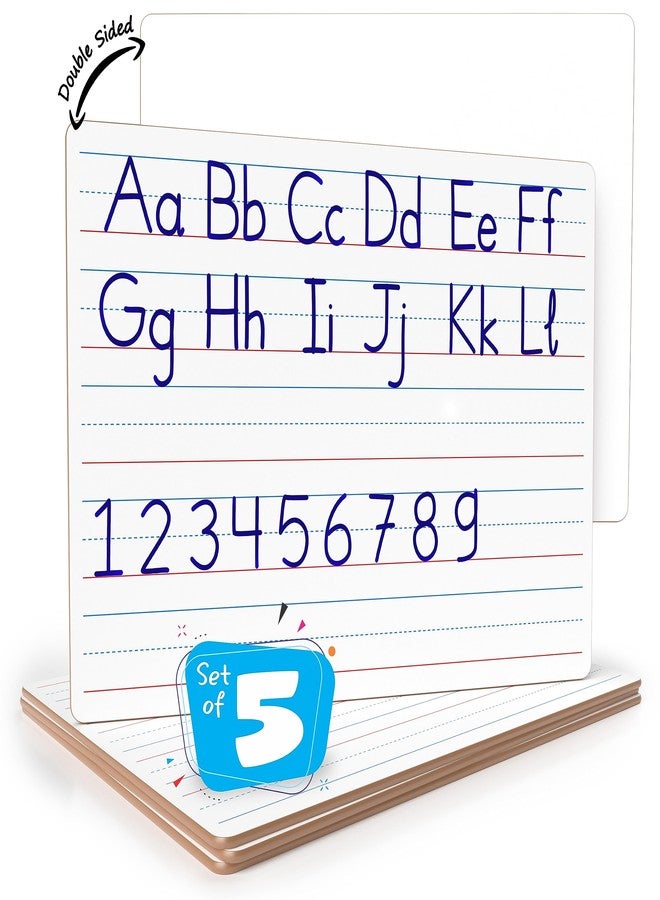 Scribbledo 5 Pack Lined Dry Erase Boards, Double Sided White Board with Lines, Handheld Lined Dry Erase Boards for Students, Whiteboards with Lines for Classroom, Home, and Office - Image 1