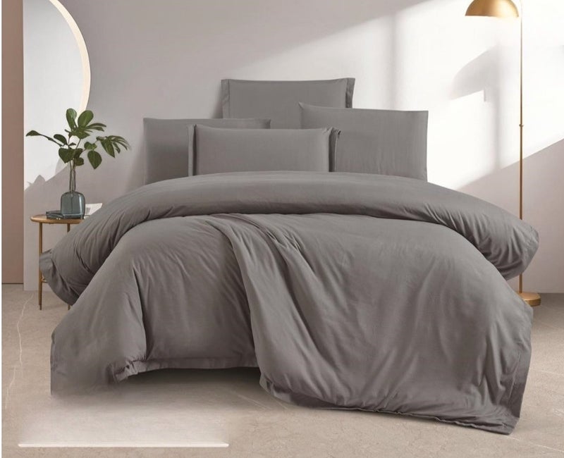 Double bed sheet set, 7 pieces, plain, microfiber