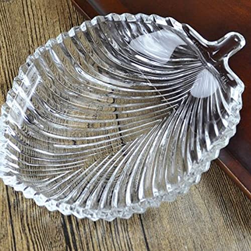 Kosh- Stylish Modern Elegant Transparent Crystal Lightweight Durable Glass 20 cm Leaf Plate for Serving Dry Fruits, Snacks, Candy Ice Cream Sweets and Decoration -1 Piece - Image 4