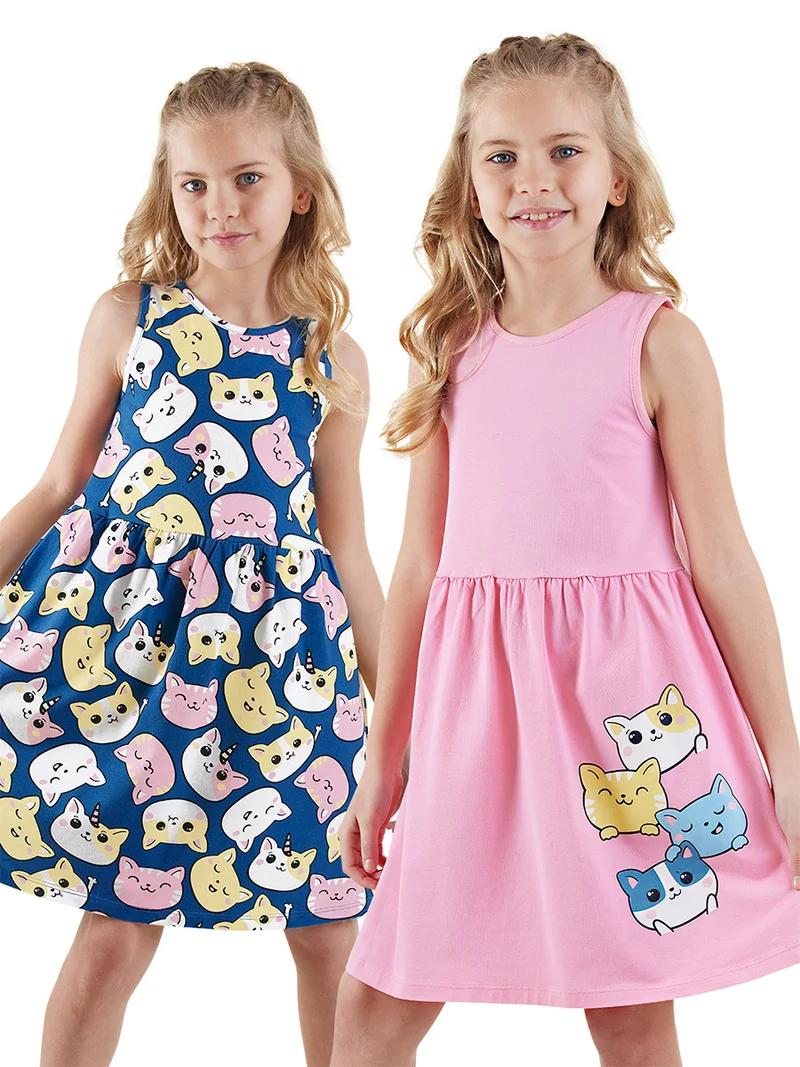 دينوكيدس 2 Pack Girl Cotton Jersey Dresses Kitties