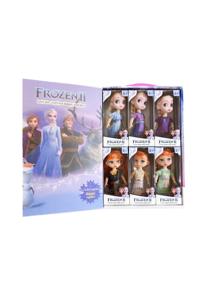 ميكسد 6 أجهزة كمبيوتر شخصية المجمدة الدمى مجموعة، دمى الأميرة بلوش لعب، دمى الأميرة للبنات- 14CM - Image 1