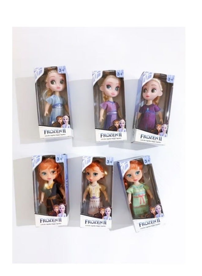 ميكسد 6 أجهزة كمبيوتر شخصية المجمدة الدمى مجموعة، دمى الأميرة بلوش لعب، دمى الأميرة للبنات- 14CM - Image 2