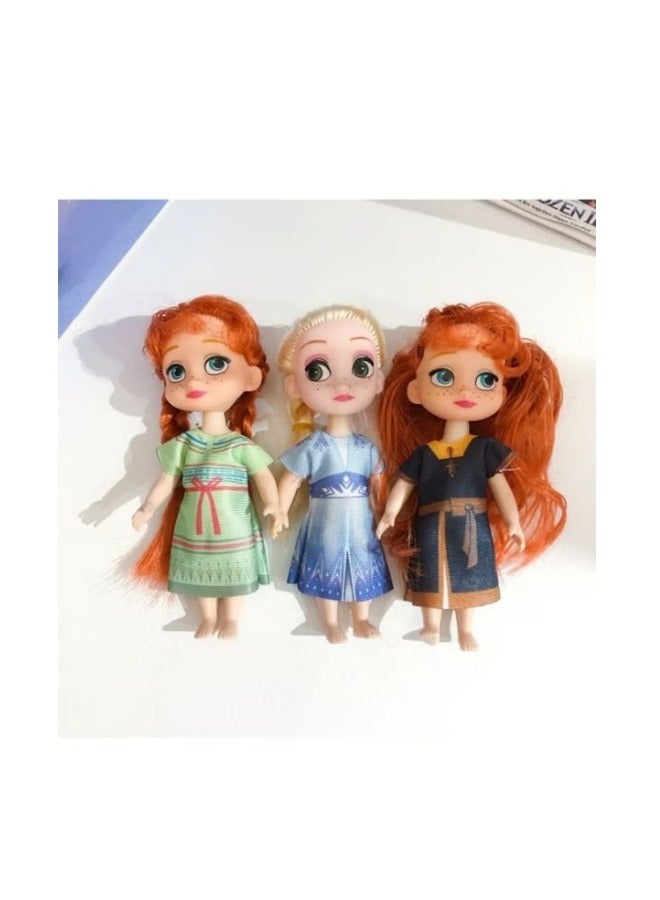 ميكسد 6 أجهزة كمبيوتر شخصية المجمدة الدمى مجموعة، دمى الأميرة بلوش لعب، دمى الأميرة للبنات- 14CM - Image 3