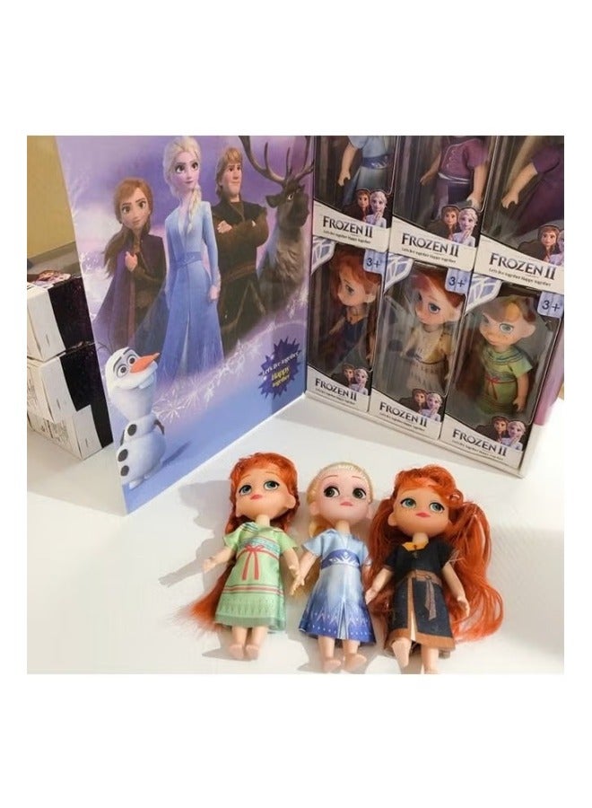 ميكسد 6 أجهزة كمبيوتر شخصية المجمدة الدمى مجموعة، دمى الأميرة بلوش لعب، دمى الأميرة للبنات- 14CM - Image 4