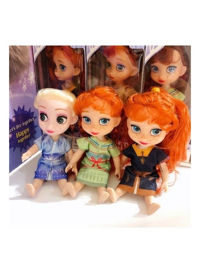 ميكسد 6 أجهزة كمبيوتر شخصية المجمدة الدمى مجموعة، دمى الأميرة بلوش لعب، دمى الأميرة للبنات- 14CM - Image 5