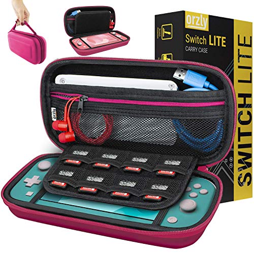 Orzly Carry Case for Nintendo Switch Lite Portable Travel Carry Case with storage for Switch Lite Games Accessories Pink - Image 1