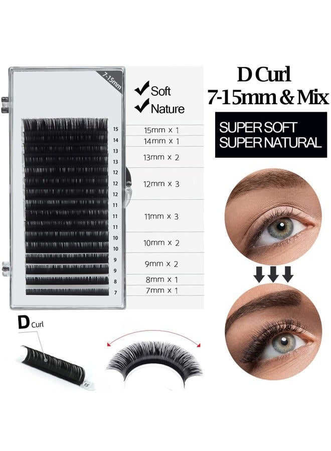 QUKLOGEN Eyelash Extension Supplies Kit with Individual Lash 0.07D Curl Mix 7-15mm USB Lash Fan Dryer Gel Patch Silicone Holder Pad Tweezers Mirror Disposable Mascara Brush Mini Applicator Glue Ring Tapes - Image 4