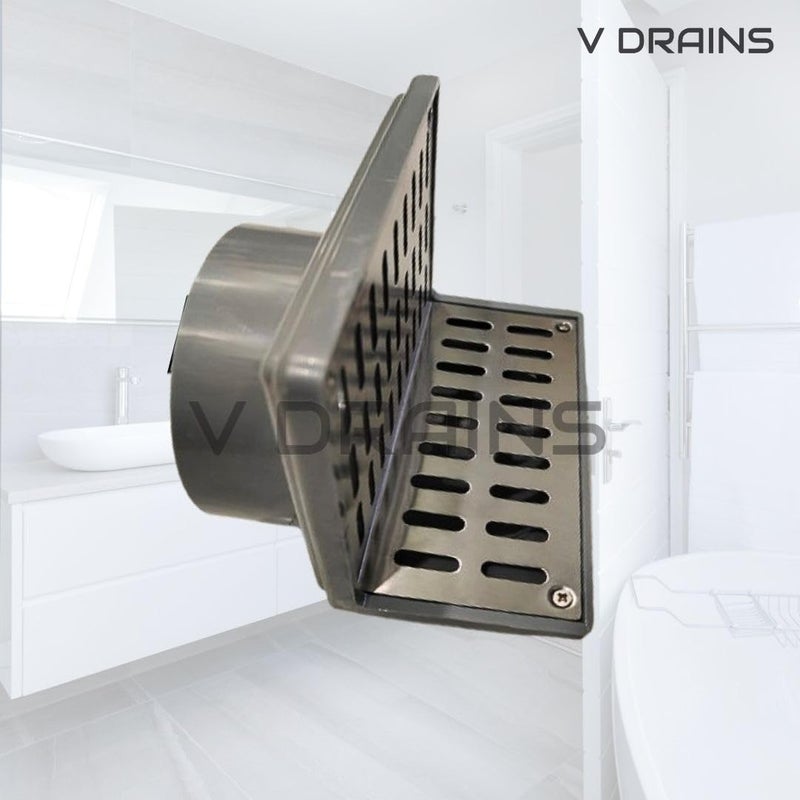 V Drains 50 mm (2 inches) Roof/Balcony/Terrace/Bathroom Side Wall Corner Parapet Scupper L Shape Drain in ABS + SS304 Grating with Horizontal/Vertical Outlet - Image 2