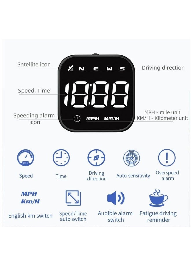 HUD Digital GPS Speedometer, New HUD Car Head Up Display with Digital Speed in MPH KPH Universal Fatigue Driving Reminder Overspeed Alarm Trip Meter for All Vehicle White - Image 3