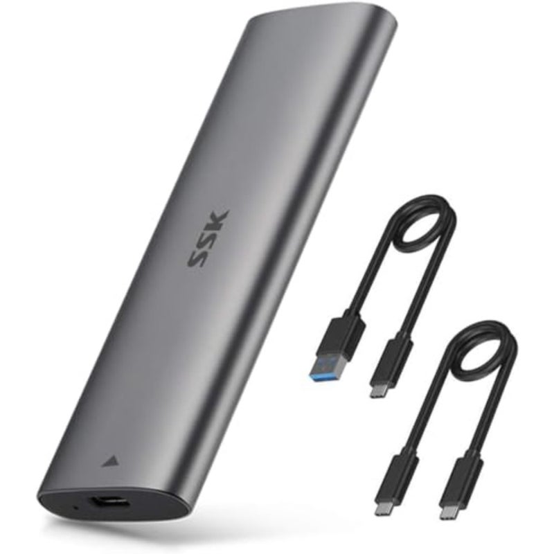 حاوية NVMe SATA SSD لسطح المكتب/الكمبيوتر المحمول، ألومنيوم أسود، تركيب بدون أدوات، سرعة SATA 10 جيجابت في الثانية PCIe 6 جيجابت في الثانية، دعم UASP TRIM، توافق 2230-2280 مم، مؤشر LED - Image 1