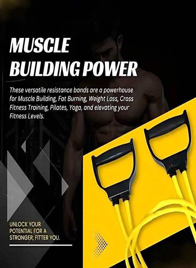 OCER Double Toning Tube Resistance Band for Workout for Men & Women, Exercise Bands with Heavy Quality Grip (Pack of 1) - Image 4