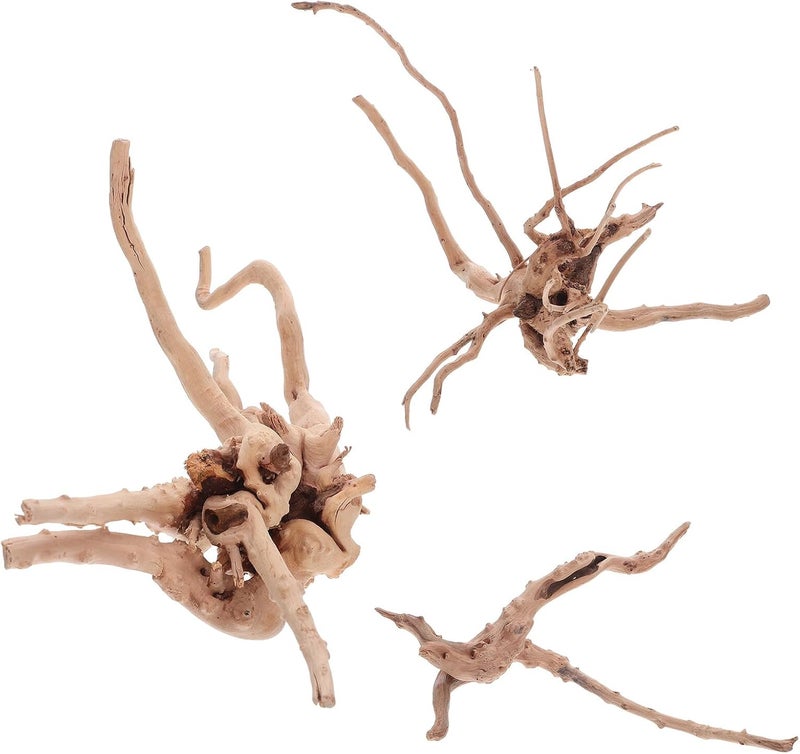 Toyvian 3pcs Natural Aquarium Driftwood Decoration Set, Small Irregular Wood Branches (10-25cm) for Freshwater Fish Tank Ornament and Aquatic Terrarium Accessory - Image 1