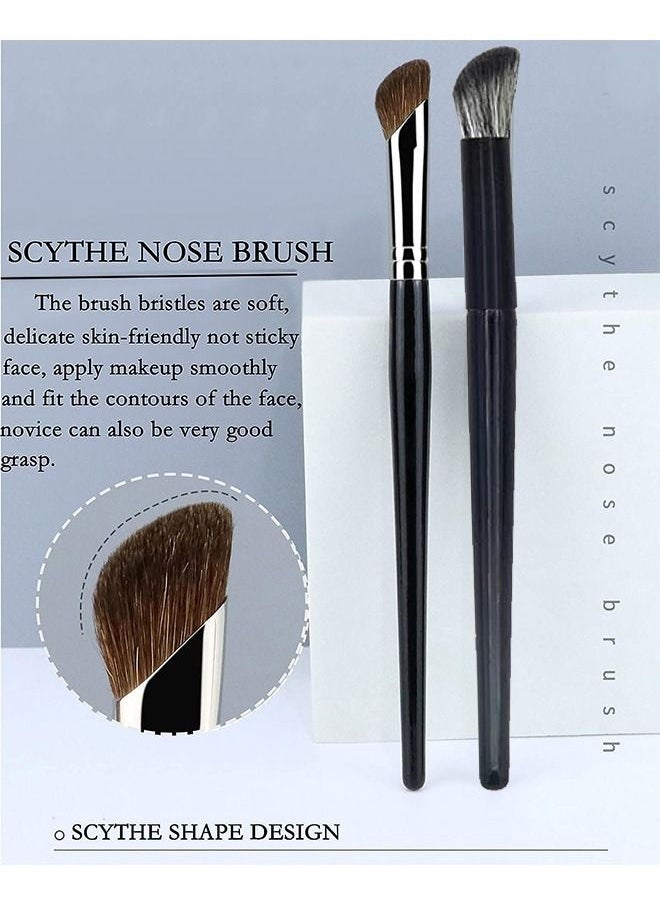HS - Nose Contouring Brush - 2PCS Upgraded Sickle Nose Contour Brush Pro Angled Face Contouring Brush, Slanted Highlight Blush powder Brush for Nose Eyeshadow Makeup Brush - Image 1