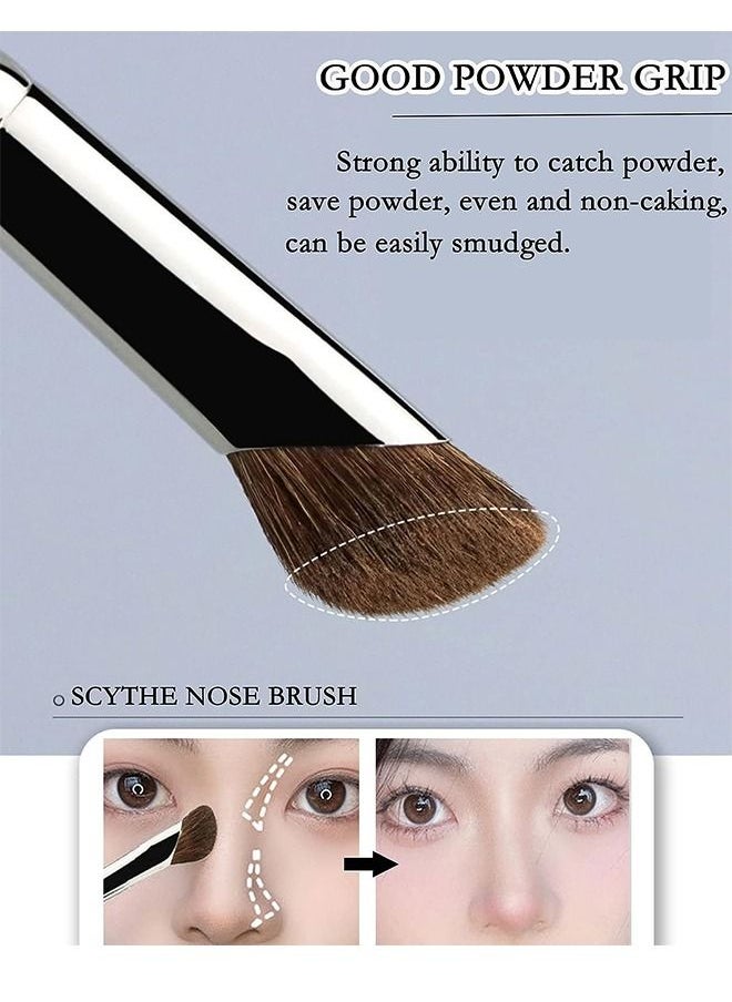 HS - Nose Contouring Brush - 2PCS Upgraded Sickle Nose Contour Brush Pro Angled Face Contouring Brush, Slanted Highlight Blush powder Brush for Nose Eyeshadow Makeup Brush - Image 1