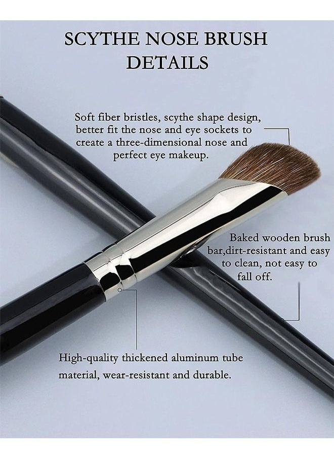 HS - Nose Contouring Brush - 2PCS Upgraded Sickle Nose Contour Brush Pro Angled Face Contouring Brush, Slanted Highlight Blush powder Brush for Nose Eyeshadow Makeup Brush - Image 1