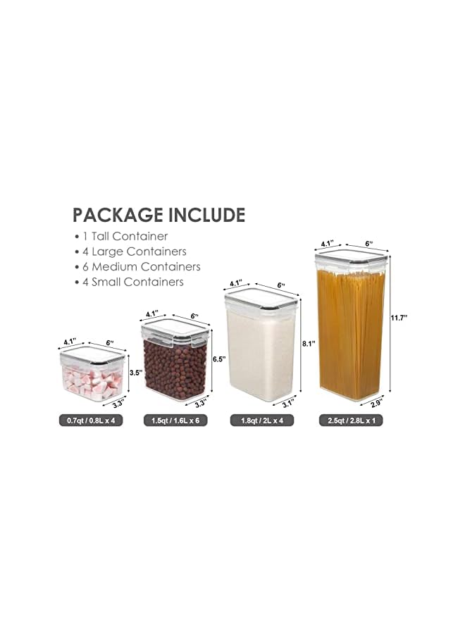 IAF Cereal & Dry Food Storage Containers,BPA Free Airtight Plastic Kitchen Storage Organizer with Locking Lids,15PCS Food Storage Box for Flour,Snack,Sugar,Rice with 24 Chalkboard Labels &1 Marker - Image 3