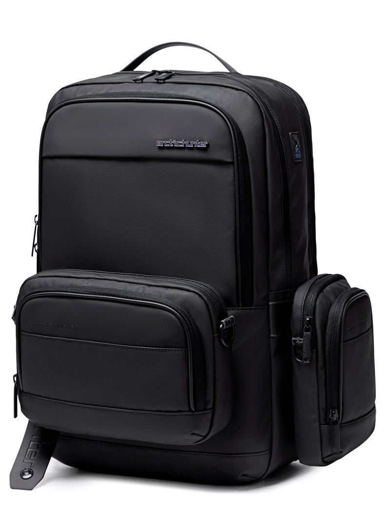 ARCTIC HUNTER 3 in 1 Water Resistant Unisex 17.3 Inch Backpack Convertible Slim Daypack with 2 Small Bag and Built In USB Jack for Casual and Business B00483 Black - Image 1