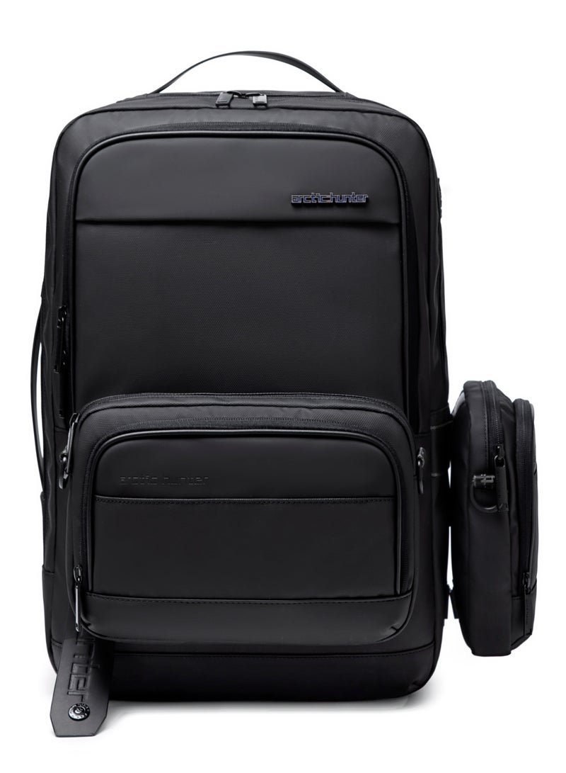 ARCTIC HUNTER 3 in 1 Water Resistant Unisex 17.3 Inch Backpack Convertible Slim Daypack with 2 Small Bag and Built In USB Jack for Casual and Business B00483 Black - Image 2
