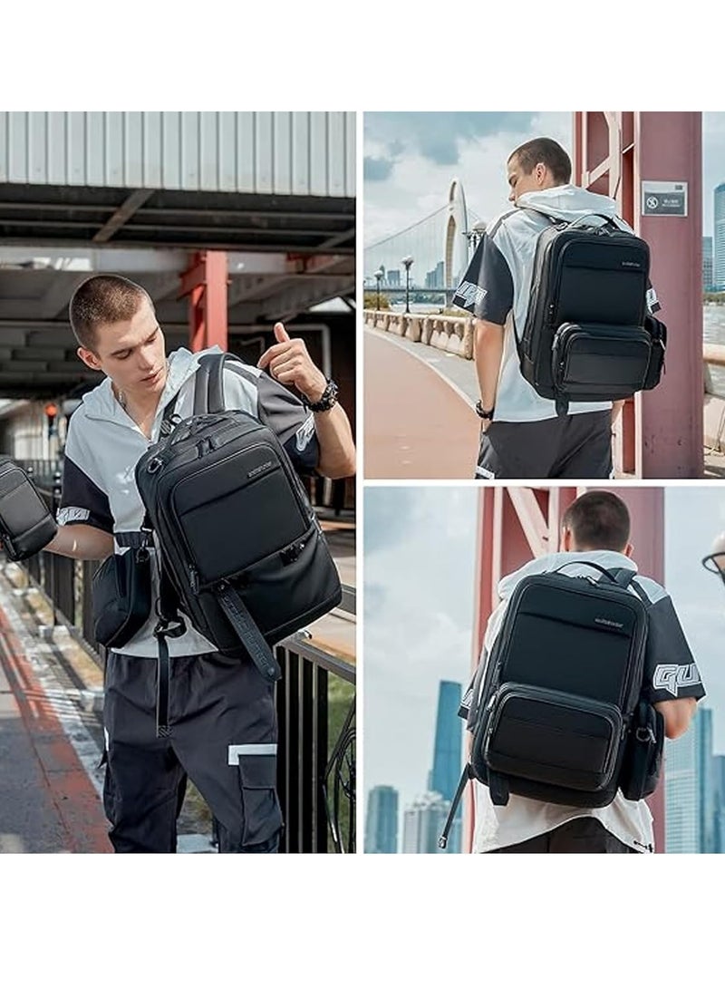 ARCTIC HUNTER 3 in 1 Water Resistant Unisex 17.3 Inch Backpack Convertible Slim Daypack with 2 Small Bag and Built In USB Jack for Casual and Business B00483 Black - Image 3